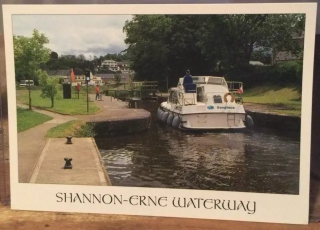 Irish Postcard SHANNON ERNE WATERWAY Ballinamore Leitrim Cavan Ireland Hinde LM9