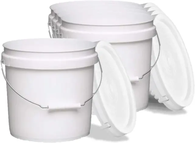 White Pails and Lids - Heavy Duty Buckets for Storage - Economical, Durable and