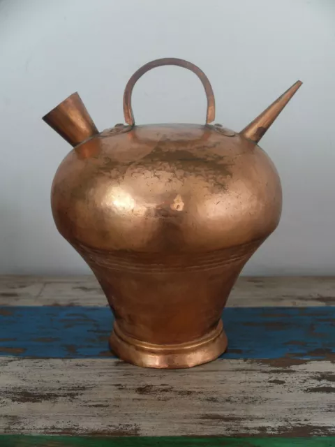 Unusual early to mid 20th century large copper rounded pouring can