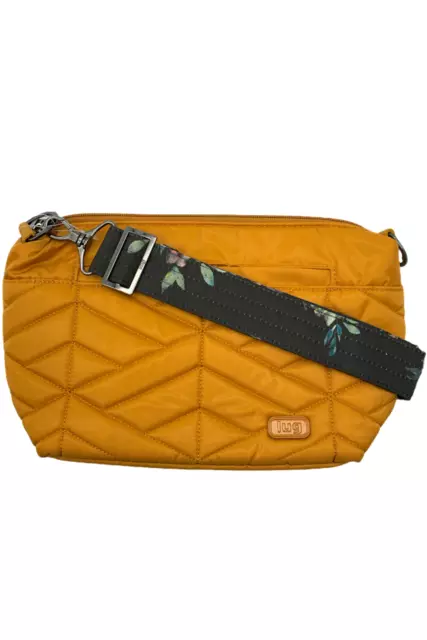 Lug RFID Quilted Crossbody with Printed Strap Flare Amber Yellow/Black