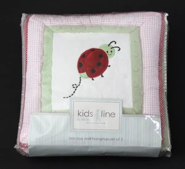 Kids Line Kidsline Lady Bug Ladybug Wall Hangings Fabric Decor Set of 5 EUC