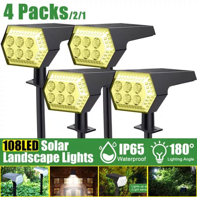 40/92/108 LED Solar Spot Lights Garden Light Outdoor Security Landscap Path Lamp 2