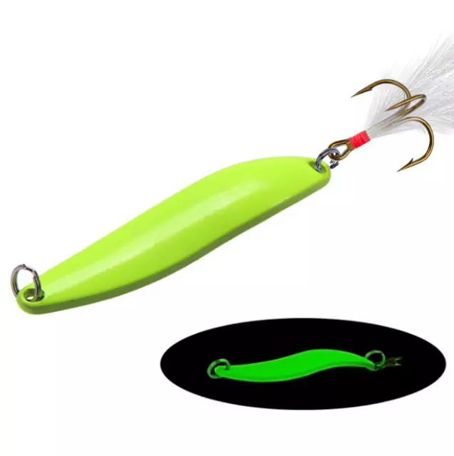 10* Luminous Fishing Lures Metal Spinner Bait Bass Tackle Crankbait Spoon Trout