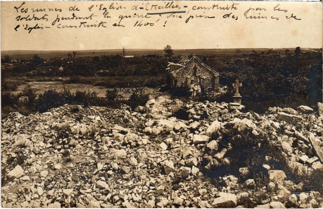 CPA ETREILLES Ruins of the Church Military Warfare Photo Card (1272938)