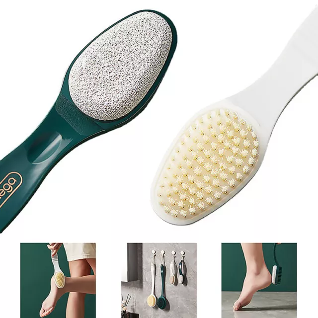 Pumice Stone Foot Brush Scrubber With Handle Feet Exfoliating Dead Skin Remov  q