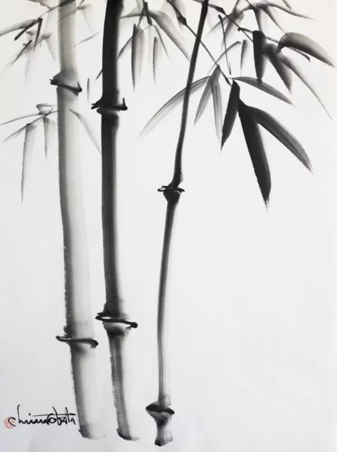 Chiura Obata - Bamboo Painting Stem & Leaves (1930s) - 17" x 22" Fine Art Print