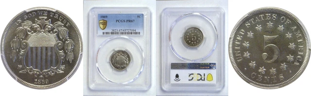 1869 Shield Nickel PCGS PR-67