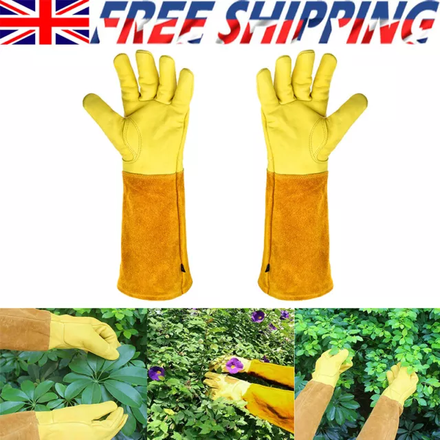 S-XL Gardening Gloves Rose Pruning Thorn Cut Proof Bushes Long Leather Gauntlet