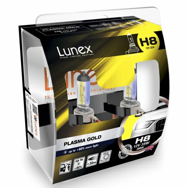 Lunex H8 Plasma Gold Premium Lampe frontale 2800K jaunes Ampoules Twin