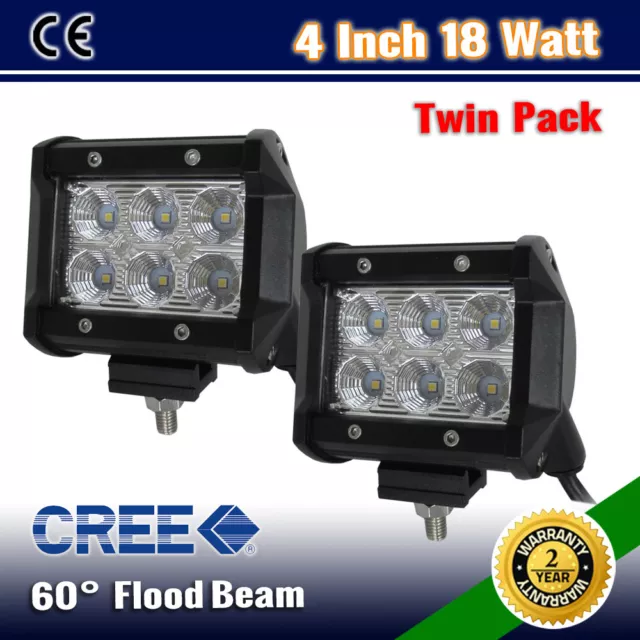 2Pcs 4Inch 18W Cree Led Flood Beam Offroad Driving Work Light Bar Wd-10W/36W/54W