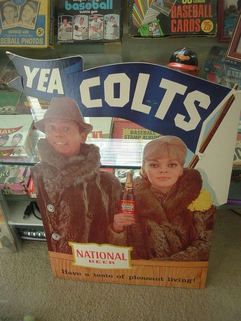 1963 Baltimore Colts National Beer Cardboard Ad Sign 16" by 24" Bohemian Brewing