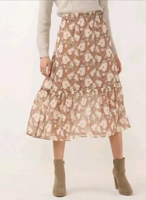 LC Lauren Conrad Floral Ruffle Midi Skirt