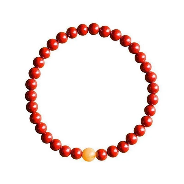 6MM Natural Cinnabar Baltic Amber Turquoise Bracelet Meditation Beaded