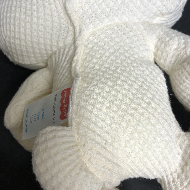 1994 Fisher Price Cozies Bear Waffle Thermal Weave Cream Plush Doll Stuffed 1226 5