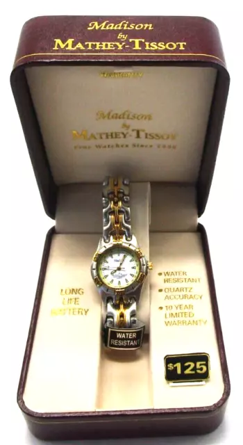 Rare MNIB Vintage Mathey Tissot Madison Women's Classic Silver/ gold Dial Watch