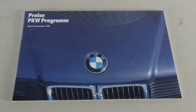 Listino Prezzi/Prospetto BMW E30/E28/E24/E32 Stand 09/1986