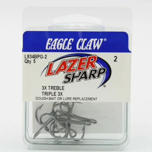 EAGLE CLAW LAZER Sharp L777G 4X Treble 5 Pack Fishing Hooks Pick a Size  $1.99 - PicClick