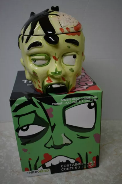 Zombie Head Cookie Jar About 9" Tall 7" Wide Brains Halloween Scary Candy Treats