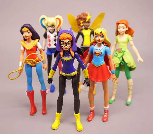 New 6pcs Super Hero Girls Harley Quinn Batgirl Action Figures Toy Doll Model  PV