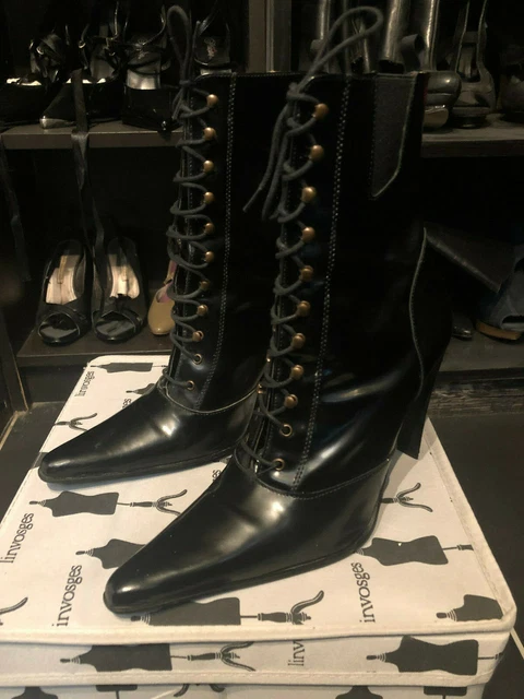 bottines bout pointu en cuir verni noir taille 39
