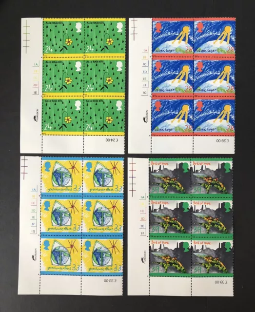 Gb 1992 Mnh The Green Issue Corner Plate Cylinder Blocks Of 6