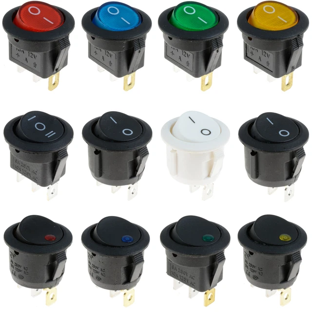 ON/OFF ROUND ROCKER Switch LED illuminated Car Dashboard Dash Boat Van