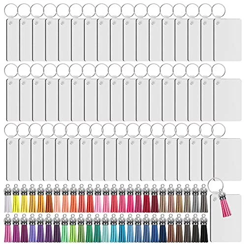 200 Pieces Sublimation Keychain Blanks Set Rectangle Heat Transfer