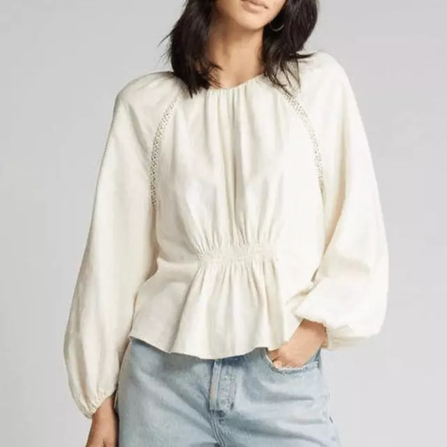 Treasure and Bond Blouse Womens Small Ivory Long Sleeve