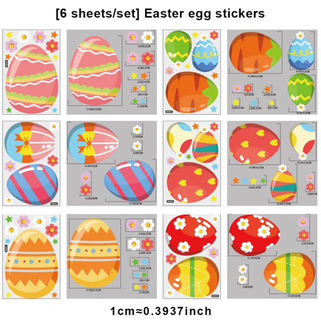 Happy Easter Window Stickers Clings Bunny Decals Rabbit Eggs Wall Home