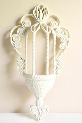 Vintage Wall Hanging Burwood Wall Pocket 1970s White Faux Wicker