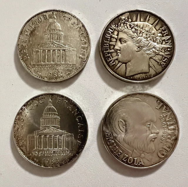 Lot De 4 Pièces 100 Francs En Argent