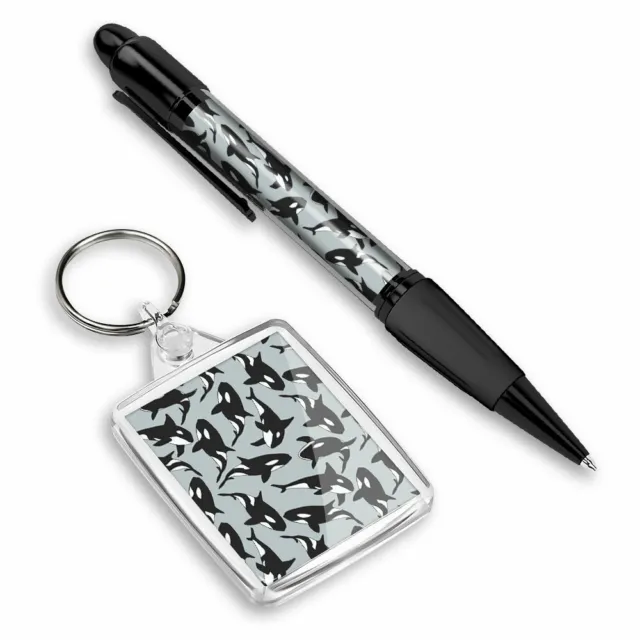 Pen & Keyring (Rectangle) - Awesome Killer Whale Orca  #15945