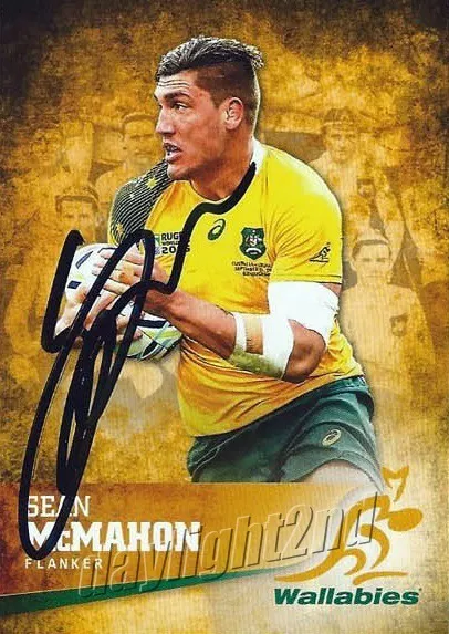 ✺Signed✺ 2016 WALLABIES Rugby Union Card Card SEAN MCMAHON