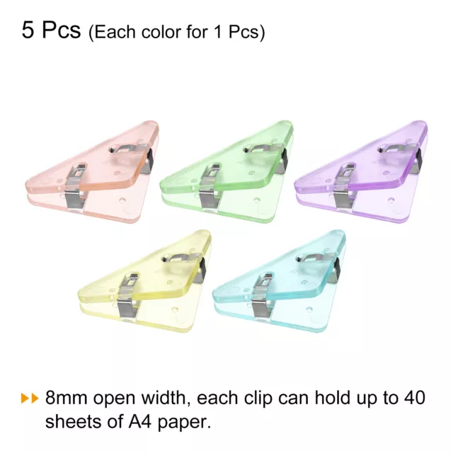 Multifunction Document Clip,5Pcs Triangular Book Clips,5 Color 3