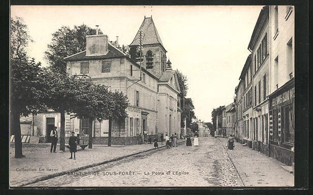 CPA Saint-Brice-Sous-Foret, La Poste et L´Eglise