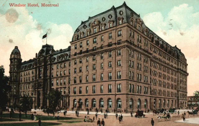 Vintage Postcard 1910 Windsor Hotel Building Montreal Canada CAN Structure Flag