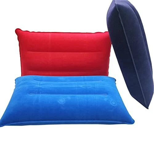 Inflatable Pillow for Camping Travel Pillow Flocked Fabric Air Pillow for