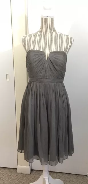 J Crew Silk Chiffon Nadia Dress Graphite Gray Cocktail Party Bridesmaid Sz 10P