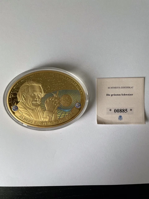 Albert Einstein commemorative swiss Coin Gold Plated Albert Einstein commemorative swiss Coin Gold Plated