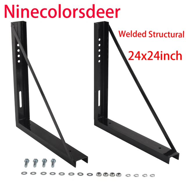 24x24” Welded Structural Truck Tool Box Mounting Brackets Kit Black