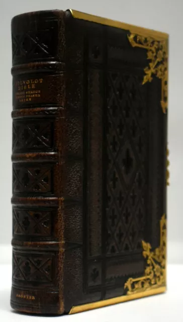 19th Cen. POLYGLOT BIBLE & COMMON PRAYER GAUFFERED EDGES CLASP COLORED MAPS WOW