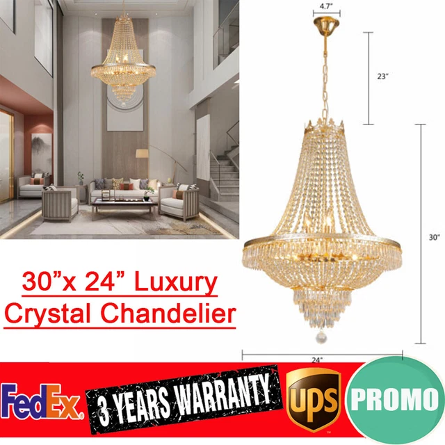 Vintage French Empire Chandelier Luxury Large Foyer Crystal Ceiling Light Height