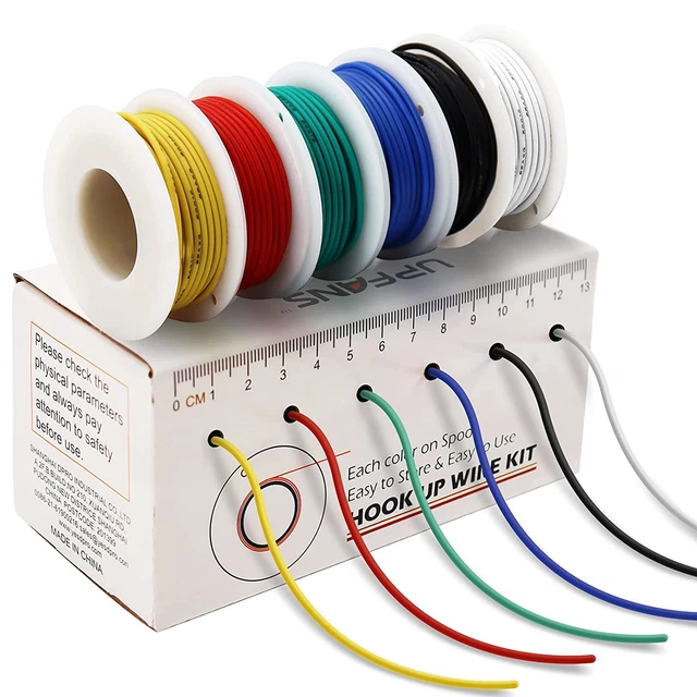 Flexible 20 Gauge Hookup Tinned Copper Wire Kit Electronic Stranded Wire with In