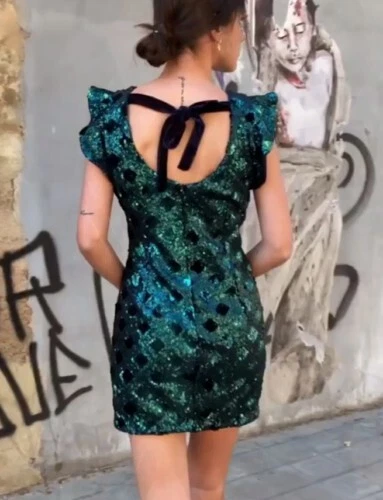 zara green sequin dress Zara