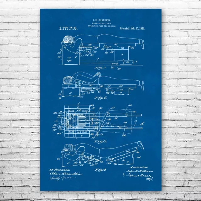 Chiropractic Table Patent Poster Print 12 SIZES Chiropractic Art Therapist Gift