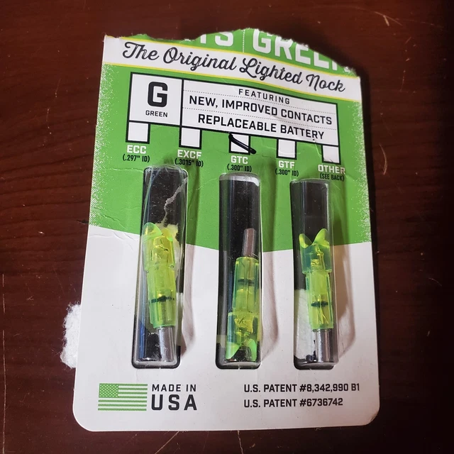 Lumenok ~ Crossbow Nock ~ green ~  Tip Moon ~ GTC3~ 3 Pack