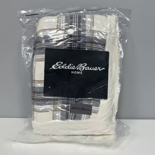 Eddie Bauer Throw Blanket, Cotton Flannel Home Decor Reversible 50” X 60”