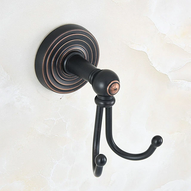 Oil Rubbed Bronze Bathroom Double Robe Hooks Coat Hat Towel Hook Hanger fba915