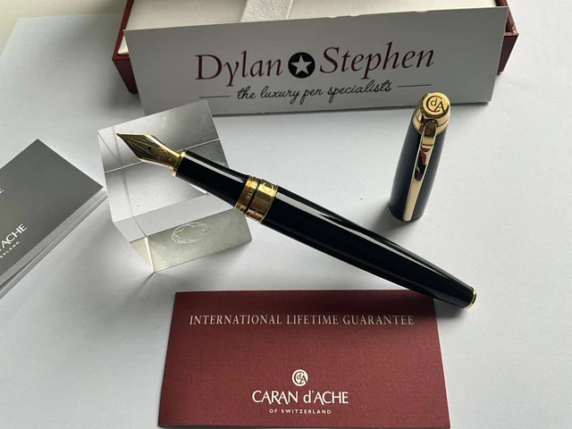 Stylo Plume Caran D'Ache Leman - Plaqué Or, Noir - Neuf Sans Emballage