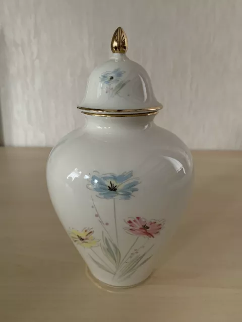 Aus Nachlass: Vintage Deckelvase Bavaria Porzellan Blumen 50er Jahre